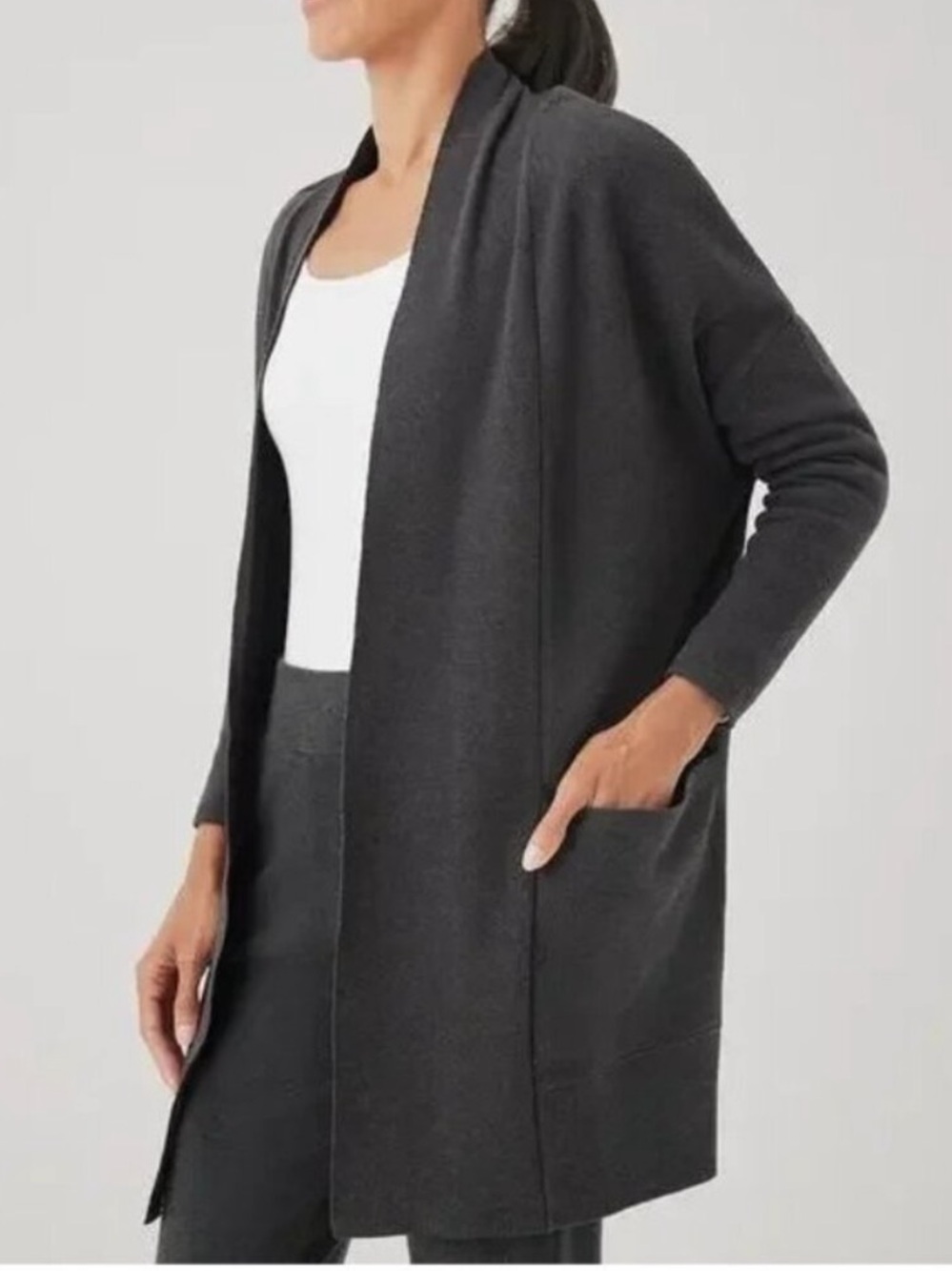 Pact Airplane Cardigan Size M L Gray Relaxed Fit Comfy Stretch Lounge Neutral